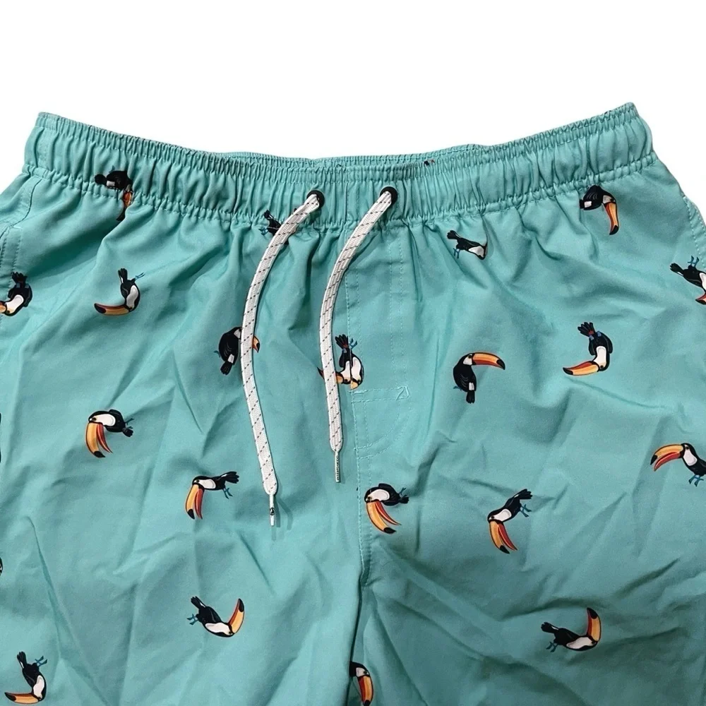 Ocean Current Men XL Swim Board Shorts Fast Dry Trunks Teal Blue Hawaiian Bird